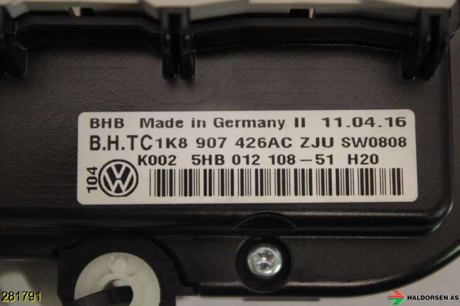 Varmeapparat betjening til VW Caddy 2015-2020 (Type III, Fase 3)  (VOLKSWAGEN||1K8 907 426AC ZJU)