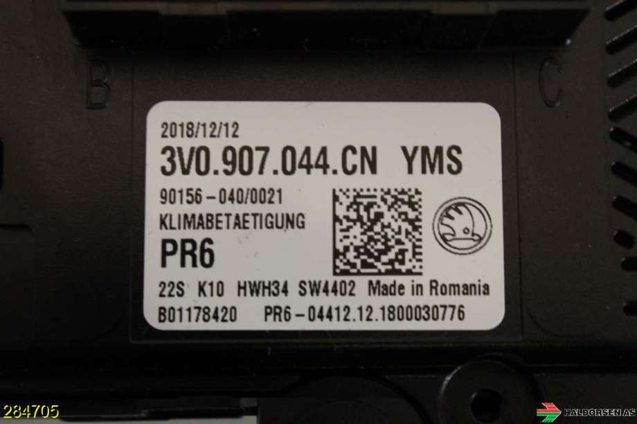 Varmeapparat betjening til Škoda Superb 2015-->> (Type III) (SKODA|3V0 907 044 CN YMS|)