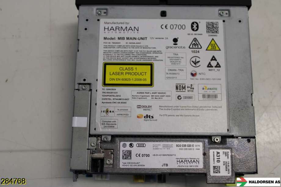 Bilstereo navigasjon til VW e-Golf 2014-2017 (Fase 1)  (VOLKSWAGEN|5G0 035 020 E|)
