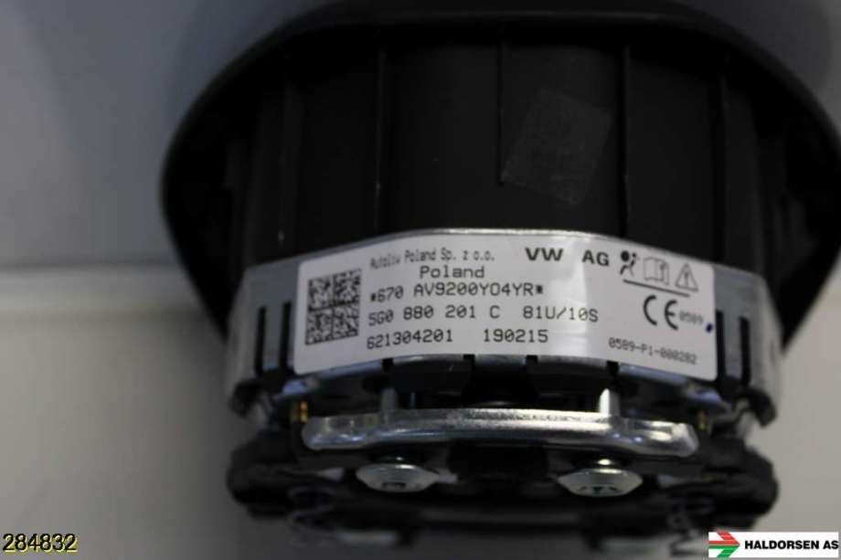 Airbag rattpute til VW e-Golf 2014-2017 (Fase 1)  (VOLKSWAGEN|5G0 880 201 S|)