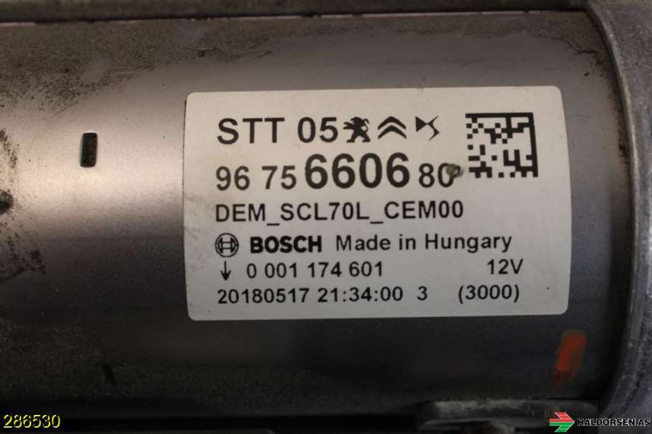 Starter diesel til Peugeot Partner 2015-2019 (Type II, Fase 2)  (PEUGEOT|96 756 606 80||96 75 6606 80)