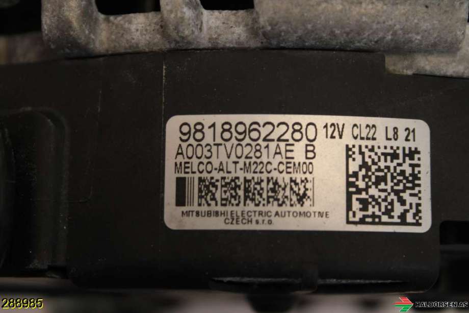 Dynamo til Citroën Berlingo 2019-->> (Type III)  (CITROEN|98 189 622 80|)
