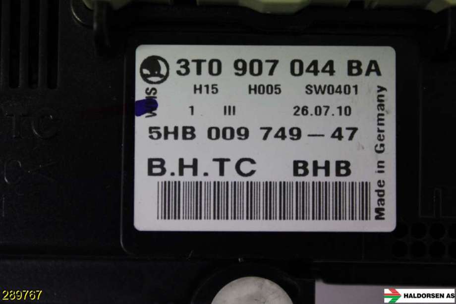 Varmeapparat betjening til Škoda Superb 2008-2015 (Type II)  (SKODA|3T0 907 044 BA|)
