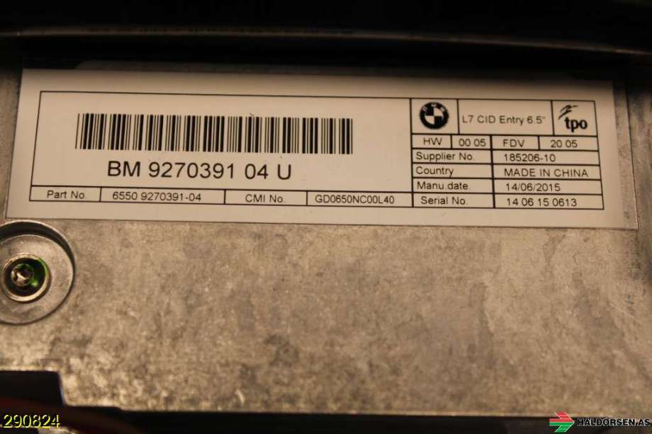 Instrument kjørecomputer til BMW 1-Serie 2015-2019 (Fase 2) (F20/F21) (F20/F21) (BMW|65 50 9 270 391|)