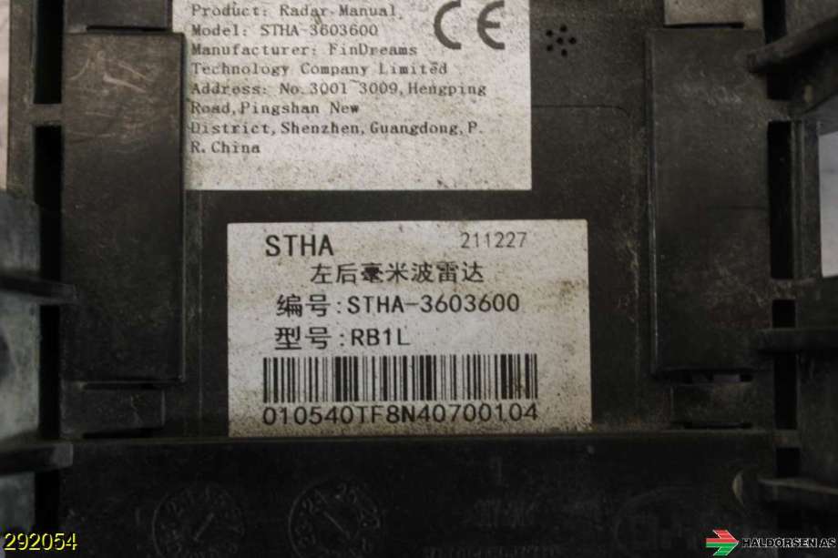 Sensor radar til BYD Tang 2020-->> (BYD Tang STE|12906949-00||STHA-3603600)