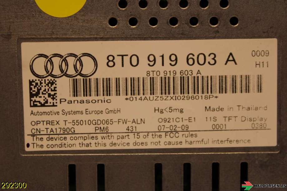 Instrument kjørecomputer til Audi A5 2007-2016 (Type I)  (AUDI|8T0 057 603 E|)
