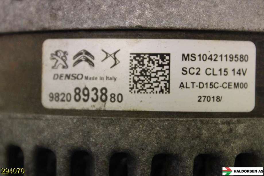 Dynamo til Peugeot 3008 2016-->> (Type II)  (PEUGEOT 3008|98 208 938 80|)
