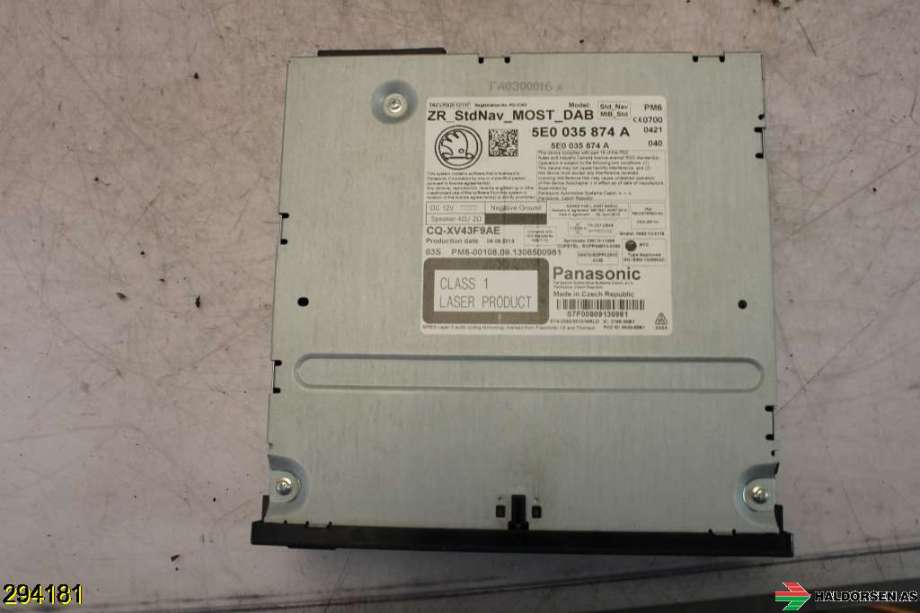 Bilstereo navigasjon til Škoda Octavia 2013-2016 (Type III, Fase 1)  (SKODA|5E0 035 874 A|)