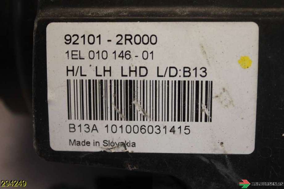 Frontlykt venstre halogen til Hyundai i30 2007-2012 (Type I) (HYUNDAI|92101-2R000|)