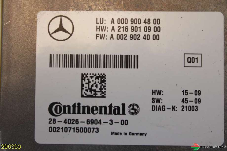 Styreenhet diverse til Mercedes E-Klasse 2009-2013 (Fase 1) (W212) (W212) (MERCEDES|A 000 900 48 00|)