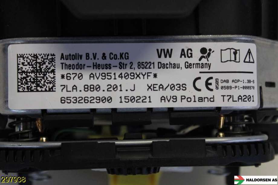 Airbag rattpute til VW Transporter / Caravelle 2019-->> (T6.1) (T6.1) (VOLKSWAGEN|7LA 880 201 J|)