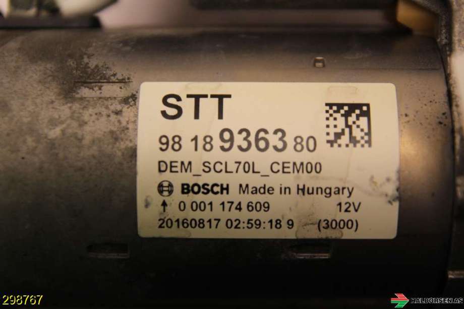 Starter diesel til Peugeot Boxer 2014-->> (Type III, Fase 2)  (PEUGEOT|98 189 363 80|)