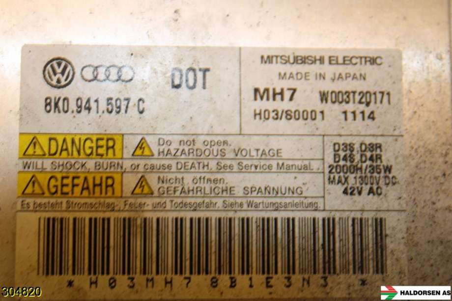 Styreenhet xenon/ballast til Audi A3 2009-2012 (Type II, Fase 2) (AUDI|8K0 941 597 E||8K0 941 597 C)