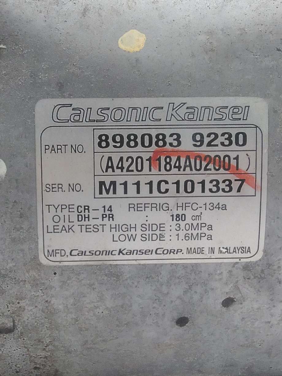 Aircondition kompressor til Isuzu D-Max 2007-2012 (Type I)  (ISUZU|898083-9230|)