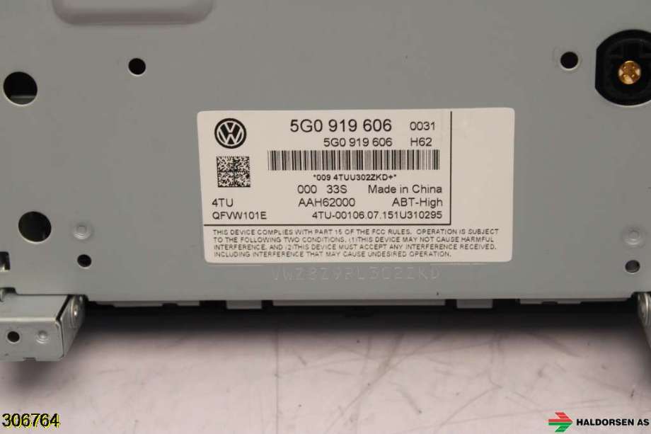 Bilstereo navigasjon til VW Passat 2015-2019 (Fase 1) (B8) (B8) (VOLKSWAGEN|5G0 919 606|)