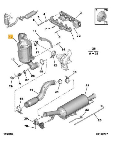Katalysator til Peugeot Partner, 2015-2019 (Type II, Fase 2)  (PEUGEOT|)