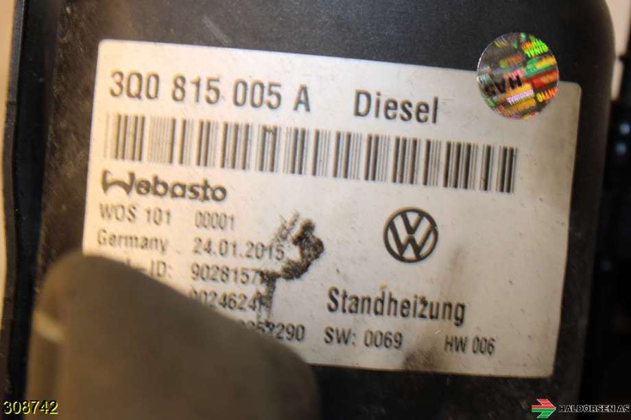 Dieselvarmer til VW Passat 2015-2019 (Fase 1) (B8) (B8) (VOLKSWAGEN|5Q0 898 008 C|)