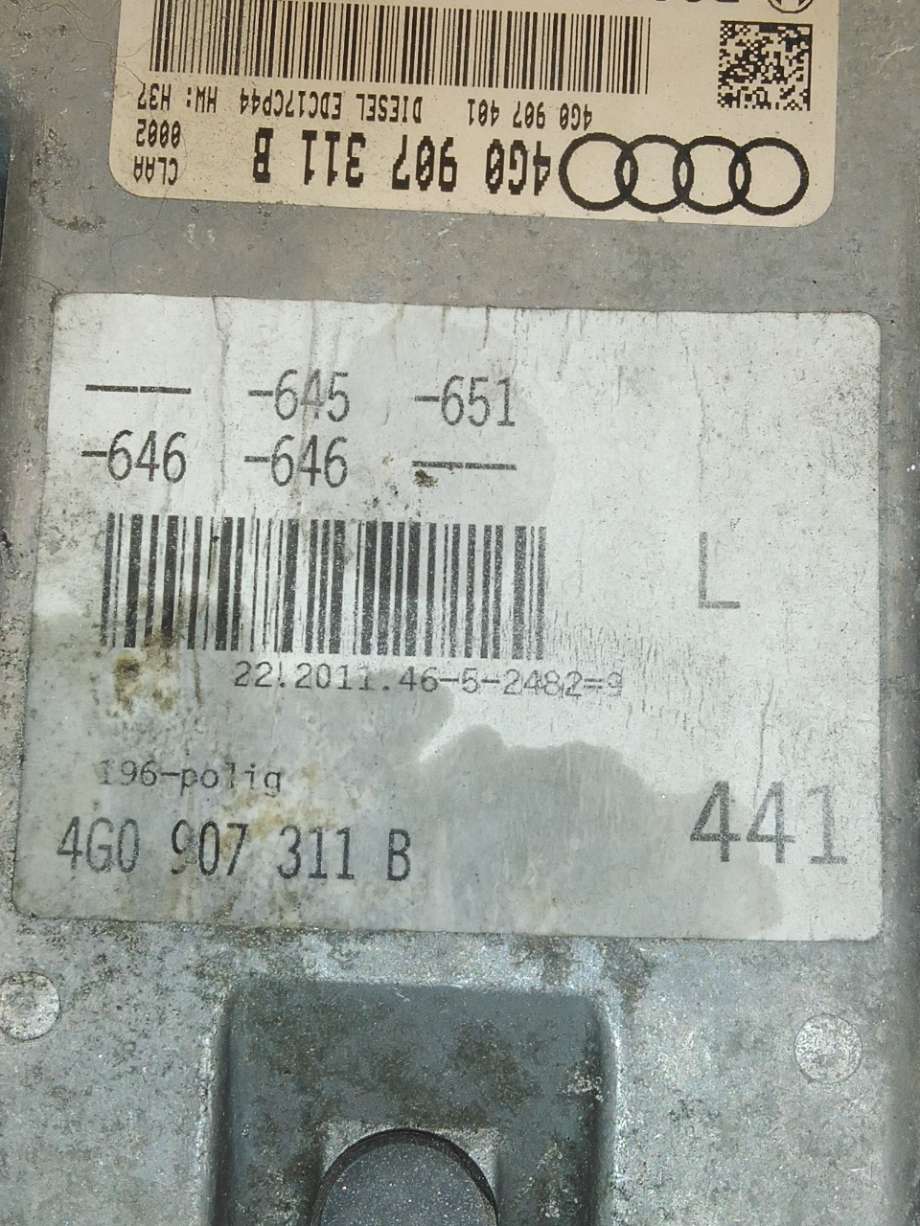 Styreenhet motor til Audi A6 2011-2014 (Type IV, Fase 1) (C7) (C7) (AUDI|4G0 907 311 E|)