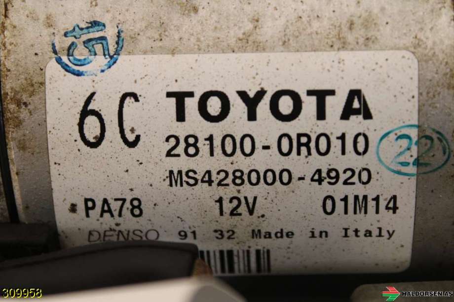 Starter diesel til Toyota RAV4 2009-2013 (Type III, Fase 2)  (TOYOTA|28100-ORO10|)