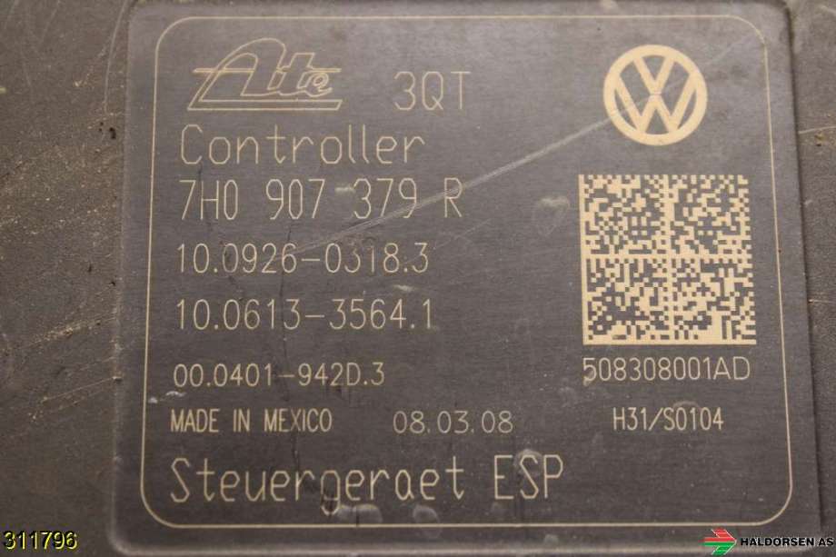 ABS sentral til VW Transporter / Caravelle 2003-2009 (Fase 1) (T5) (T5) (VOLKSWAGEN|7E0 614 517 B|)