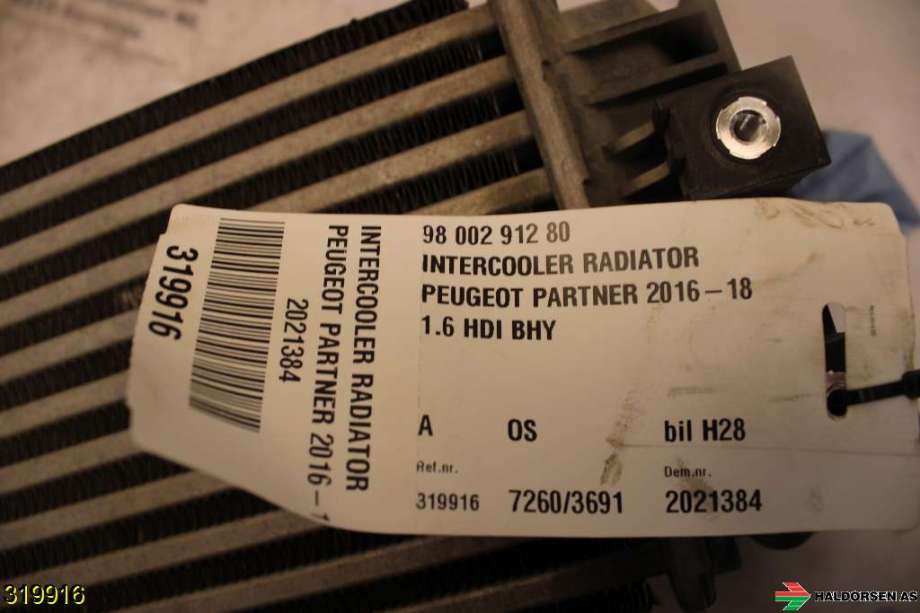 Intercooler til Peugeot Partner 2015-2019 (Type II, Fase 2)  (PEUGEOT|98 002 912 80|)