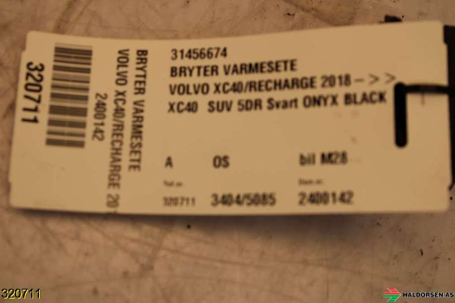 Bryter setevarme til Volvo XC40 2018-2024  (VOLVO|31456674|)