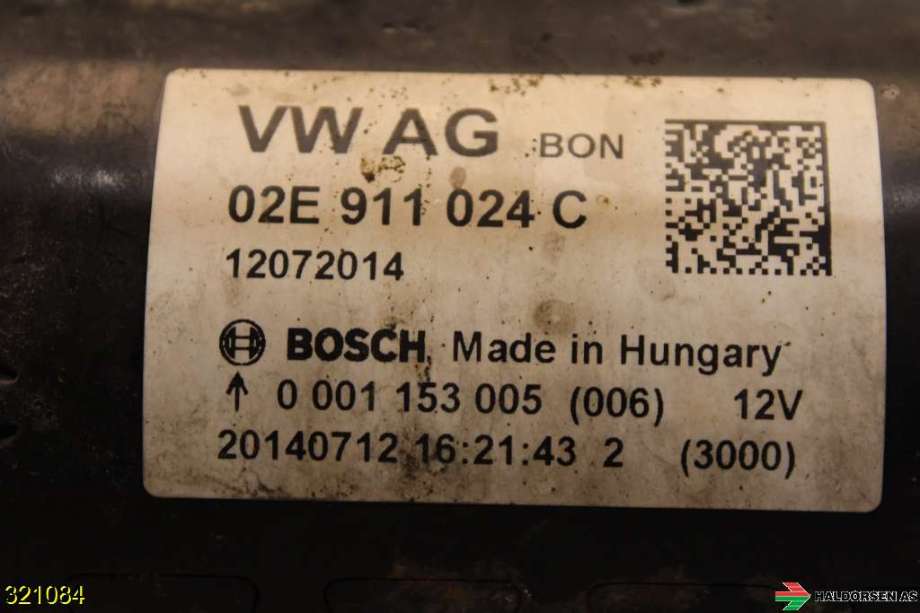 Starter diesel til VW Tiguan 2011-2016 (Type I, Fase 2)  (VOLKSWAGEN|02E 911 024 CX|)