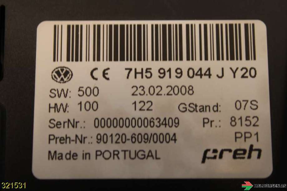 Diverse deler til VW Transporter / Caravelle 2003-2009 (Fase 1) (T5) (T5) (VOLKSWAGEN|7H5 919 044 J Y20|)