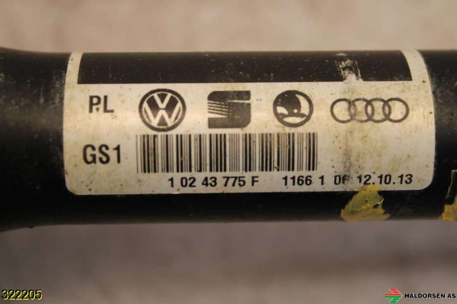 Drivaksel høyre foran til VW Transporter / Caravelle 2009-2015 (Fase 2) (T5) (T5) (VOLKSWAGEN|7E0 407 272 AK|)