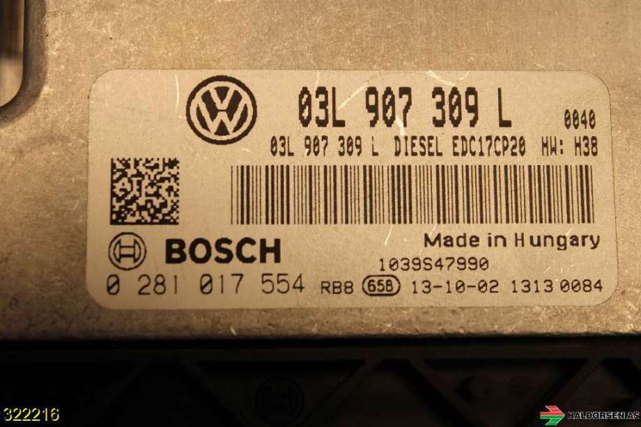 Styreenhet motor til VW Transporter / Caravelle 2009-2015 (Fase 2) (T5) (T5) (VOLKSWAGEN|03L 906 019 GR|)