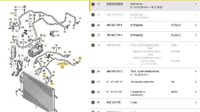 Aircondition rør til VW e-Golf, 2017-2020 (Fase 2) (VOLKSWAGEN|5QE 816 750 B)