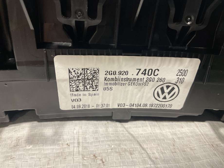 Instrumentpanel til VW Polo 2017-2021 (Type VI, Fase 1)  (VOLKSWAGEN|2G0 920 740 C|)