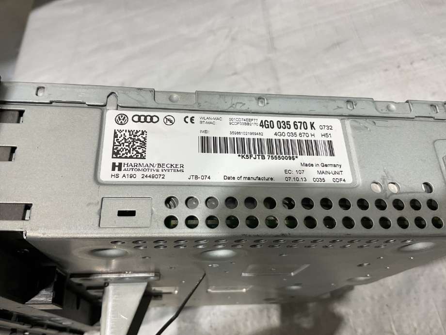 Styreenhet DAB til Audi A6, Allroad 2012-2014 (Type III, Fase 1) (C7) (C7) (AUDI|4G0 035 670 K|)