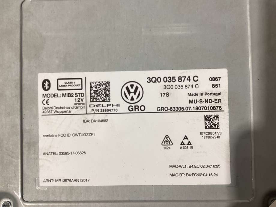 Bilstereo til VW e-Golf 2017-2020 (Fase 2) (VOLKSWAGEN|5G6 919 605 B|)