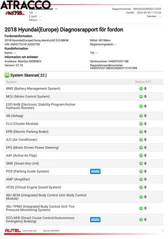 Hyundai Ioniq Electric 2016-2019 (Fase 1) , Motorkode: EM09, Girkassekode: Automat