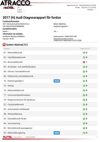Audi Q3 2015-2018 (Type I, Fase 2) , Motorkode: DFTA, Girkassekode: Automat