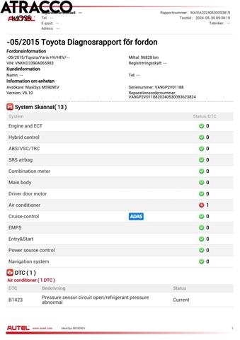 Toyota Yaris 2012-2014 (Type III, Fase 1) , Motorkode: 1NZ-FXE, Girkassekode: Automat