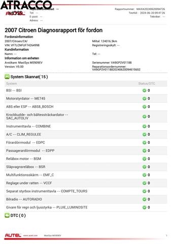Citroën C4 2004-2011 (Type I) , Motorkode: NFU, Girkassekode: Automat