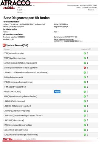 Mercedes A-Klasse 2012-2018 (W176) (W176), Motorkode: M270.910, Girkassekode: Automat