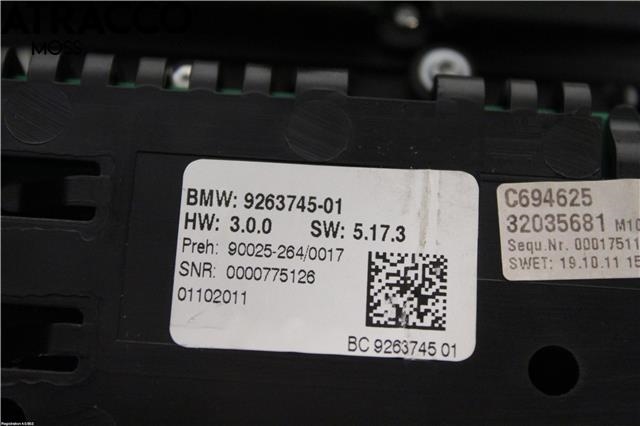 Varmeapparat betjening til BMW 5-Serie 2010-2017 (F10/F11) (F10/F11) (61319328426|)