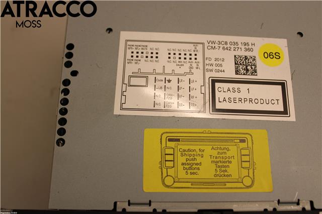 Bilstereo til VW Tiguan 2011-2016 (Type I, Fase 2)  (3C8035195|)