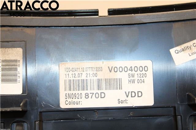 Instrumentpanel til VW Tiguan 2007-2011 (Type I, Fase 1)  (5N0920870DX|)