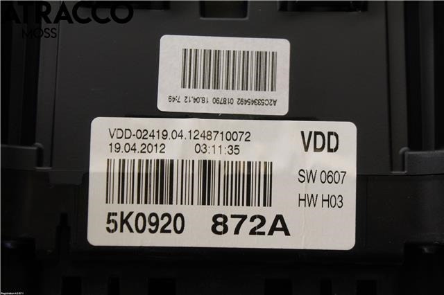 Instrumentpanel til VW Golf VI 2008-2012  (5K0920872A|)
