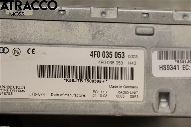 Bilstereo til Audi A6 2008-2011 (Type III, Fase 2) (C6) (C6) (4F0035053BX|)