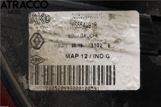 Baklykt venstre til Renault Clio 2012-2016 (Type IV, Fase 1)  (265554091R|)