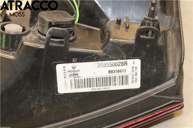 Baklykt venstre indre til Renault Megane 2009-2016 Type III  (265550028R|)