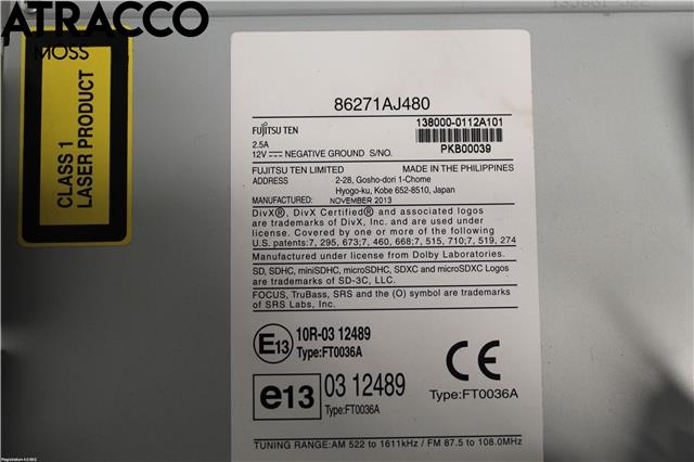 Bilstereo navigasjon til Subaru Outback 2009-2014 (Type IV)  (86271AJ480|)