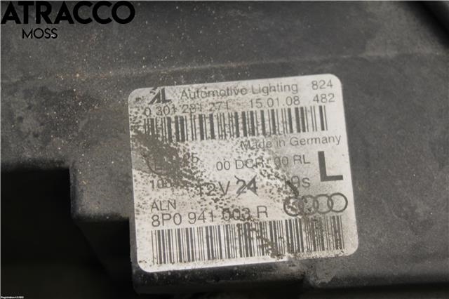 Frontlykt venstre halogen til Audi A3 2003-2008 (Type II, Fase 1) (8P0941029R|)