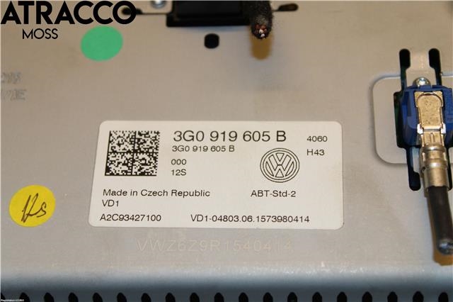 Multimedia display (MCU - Media Controller Unit) til VW Passat 2015-2019 (Fase 1) (B8) (B8) (3G0919605B|)
