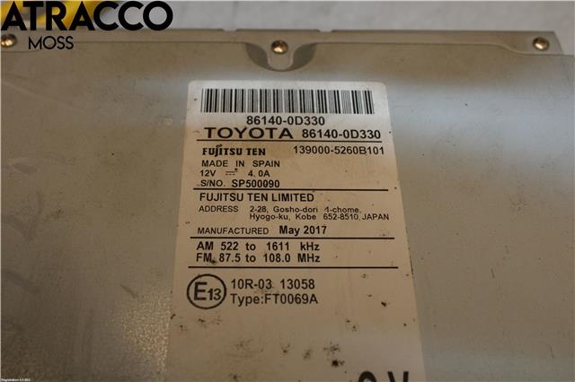Bilstereo navigasjon til Toyota Yaris 2014-2020 (Type III, Fase 2)  (861400D330|)